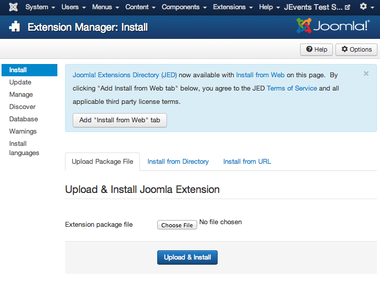 Joomla! 3 Extensions Manager