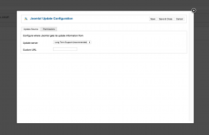 Joomla! Updater Options Screen