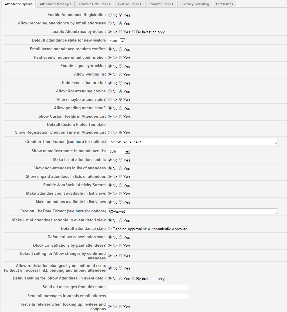 rsvp pro attendance options