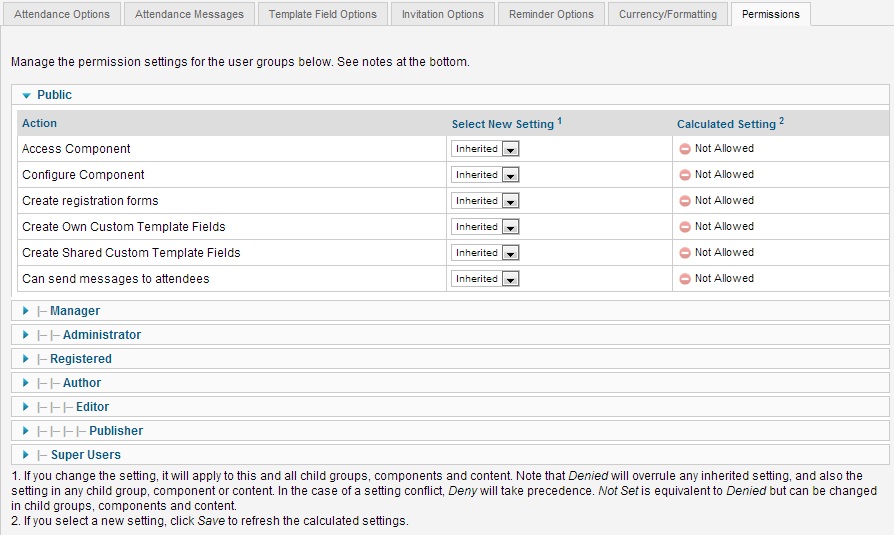 rsvp pro permissions options