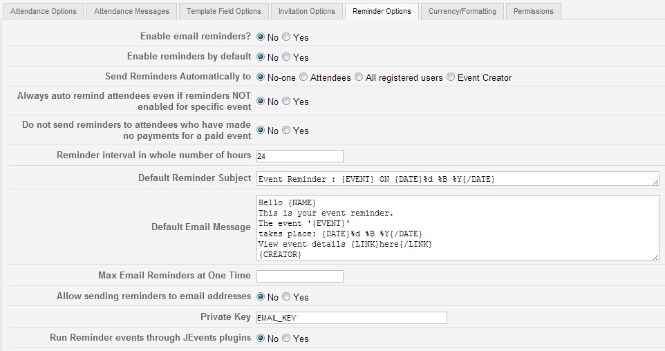 rsvp pro reminder options