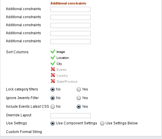 Detail of the Column reordering feature, where you can see the list of column names that you can reorder using your mouse and enable and disable them just clickin on each 'tick' or 'cross' image